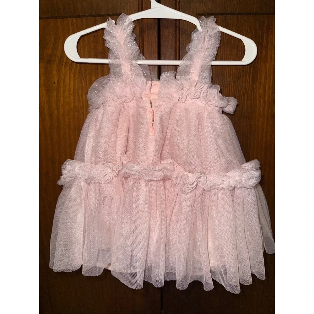 Cupcakes and Cashmere Baby Girls Pink Glitter Tulle Ruffle Dress 6-9M